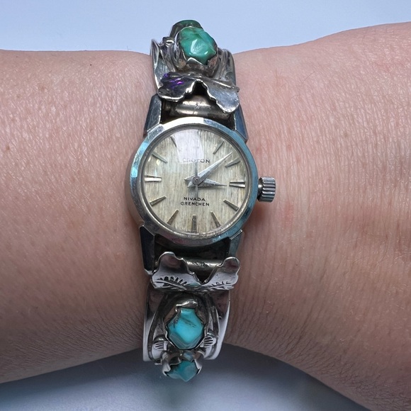 Hand Crafted Jewelry - Turquoise Sterling Silver 925 Cuff Watch Band